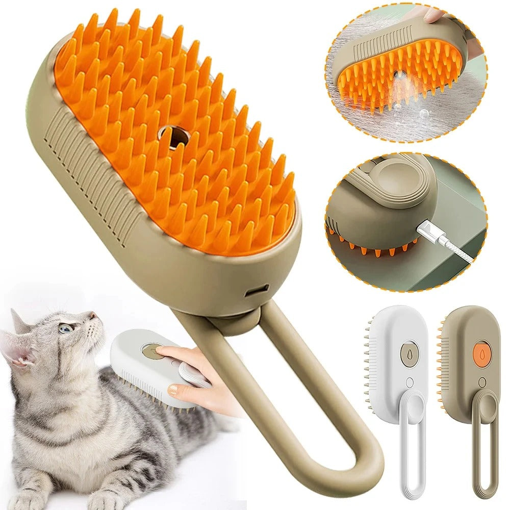 3-in-1 Electric Steam Grooming Brush for Dogs &amp; Cats